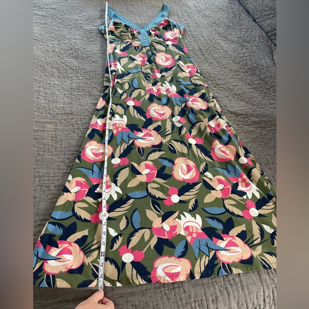 Boden Floral Maxi Dress Green Pink Cotton Blend Size 4 Reg Preppy Vintage - Picture 4 of 8